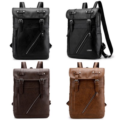 Executive PU Leather Laptop Backpack with Custom Logo