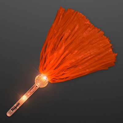 Light Up Team Spirit Orange Pom Poms - PRINTED