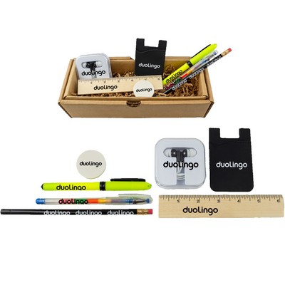 Student Essentials Kit with Earbuds, Pen Set & Smart Wallet