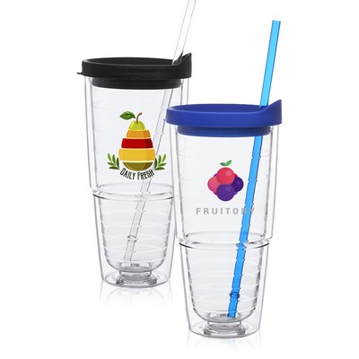24 oz. Double Wall Solid Clear Orbit Acrylic Tumblers
