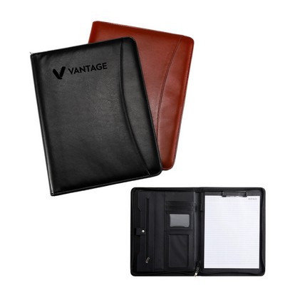 Vegan Leather Business Padfolio with Zipper - OCEAN