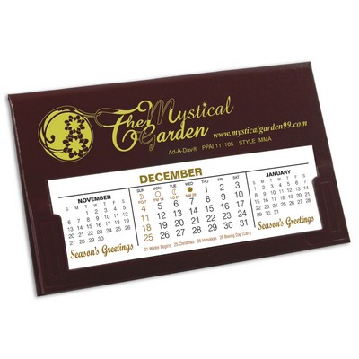 MMA Deskdate® Refillable Desk Calendar, Maroon Matte