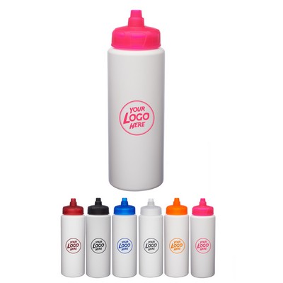 HDPE Plastic Water Bottles with Quick Shot Lid 32 oz