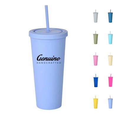 24oz Double-wall Tumbler with Lid and Straw