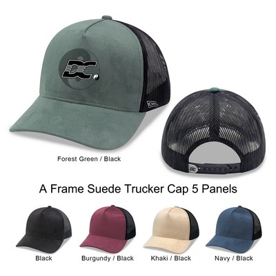 5 Panels A Frame Suede Trucker Cap