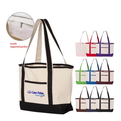 12 Oz. Small Heavy Canvas Deluxe Pocket Tote Bag