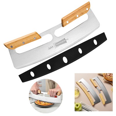 Pizza Cutter Rocker with Wooden Handles