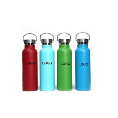 Stylish 22 oz Vacuum Bottle with Bamboo Lid