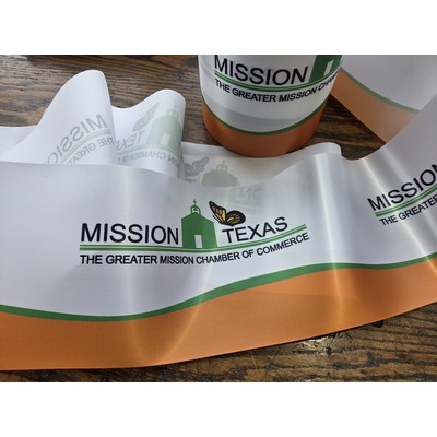 Cut Edge Polyester Satin Florist Ribbon w/Full Color Dye Sub Background (8"x 3.3 Yard Roll)