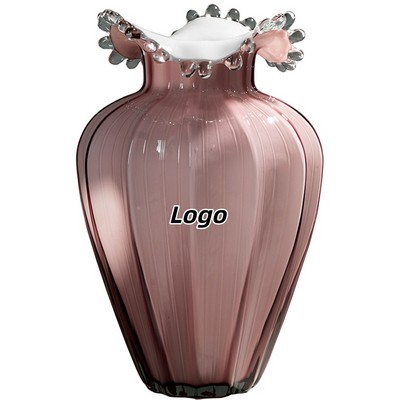 Wave-Inspired Textured Vase with Grape Pink Finish