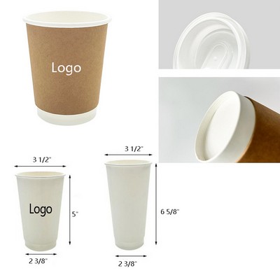 9 Oz./12 Oz./16 Oz. Custom Eco-Friendly Disposable Double Layer Heat Insulation Paper Coffee Cup