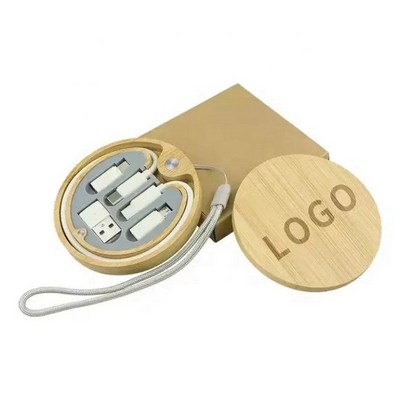 Portable 6-in-1 USB Adapter Kit with Bamboo Storage Box
