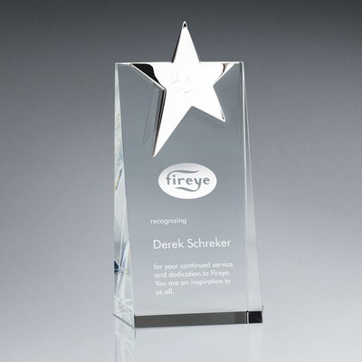 Silver Star Topped Optic Crystal Tower (Small)