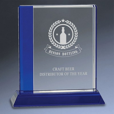 Blue Edge Crystal Award with Base