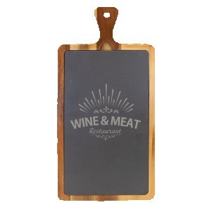 Acacia Wood/Slate Cutting Board (16"x8")
