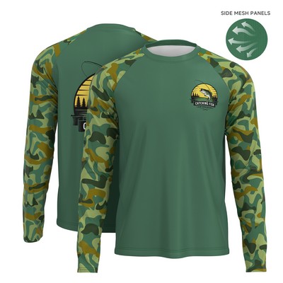 Men's 180 GSM UPF 50+ Sunproof Sublimation Long Sleeve Fishing T-Shirt