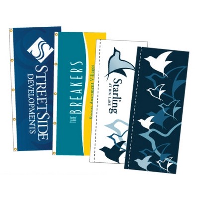 Single Face Reverse Vertical Flag w/Heading And Grommets (16'x3')