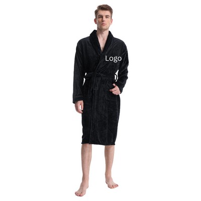 Plush Shawl Collar Coral Fleece Bathrobe