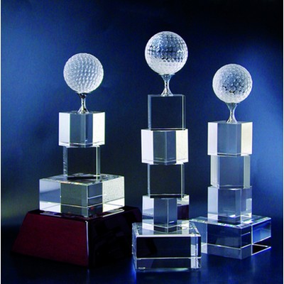 Golf Tower Optical Crystal Award/Trophy 8"H - Variant A