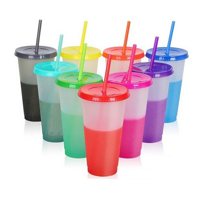 24oz Plastic Mood Staduim Cup with Lids and Straws