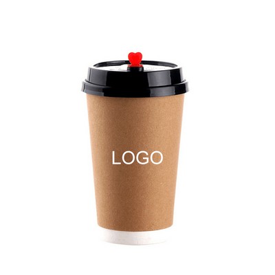 12oz Disposable Kraft Paper Coffee Cup With Lid