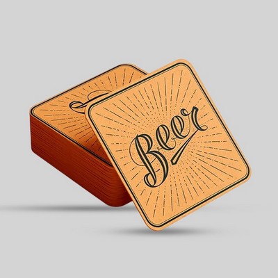 Custom Square Pulpboard Coaster - Printed Glossy - 4" Sq x 40 pt